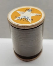 Vintage #388 Brown Star Sewing Thread Wood Spool 100% Polyester 300 Yds Sealed