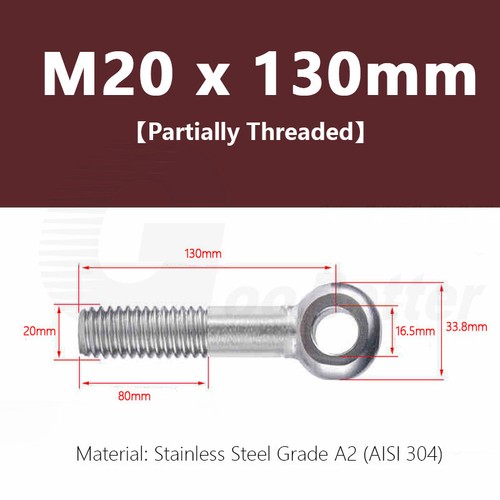 Forged Eye Bolt M5 - M24 Catenary Wire Hanging Screws DIN 444 Stainless Steel A2 - Picture 131 of 152