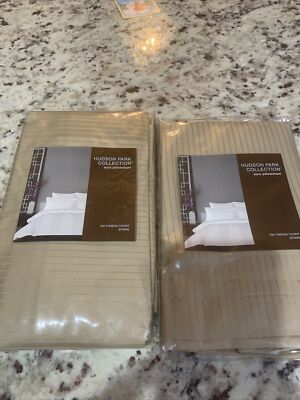 Hudson Lark 700 Thread Count Stripe Two Euro Shams. Brand New!