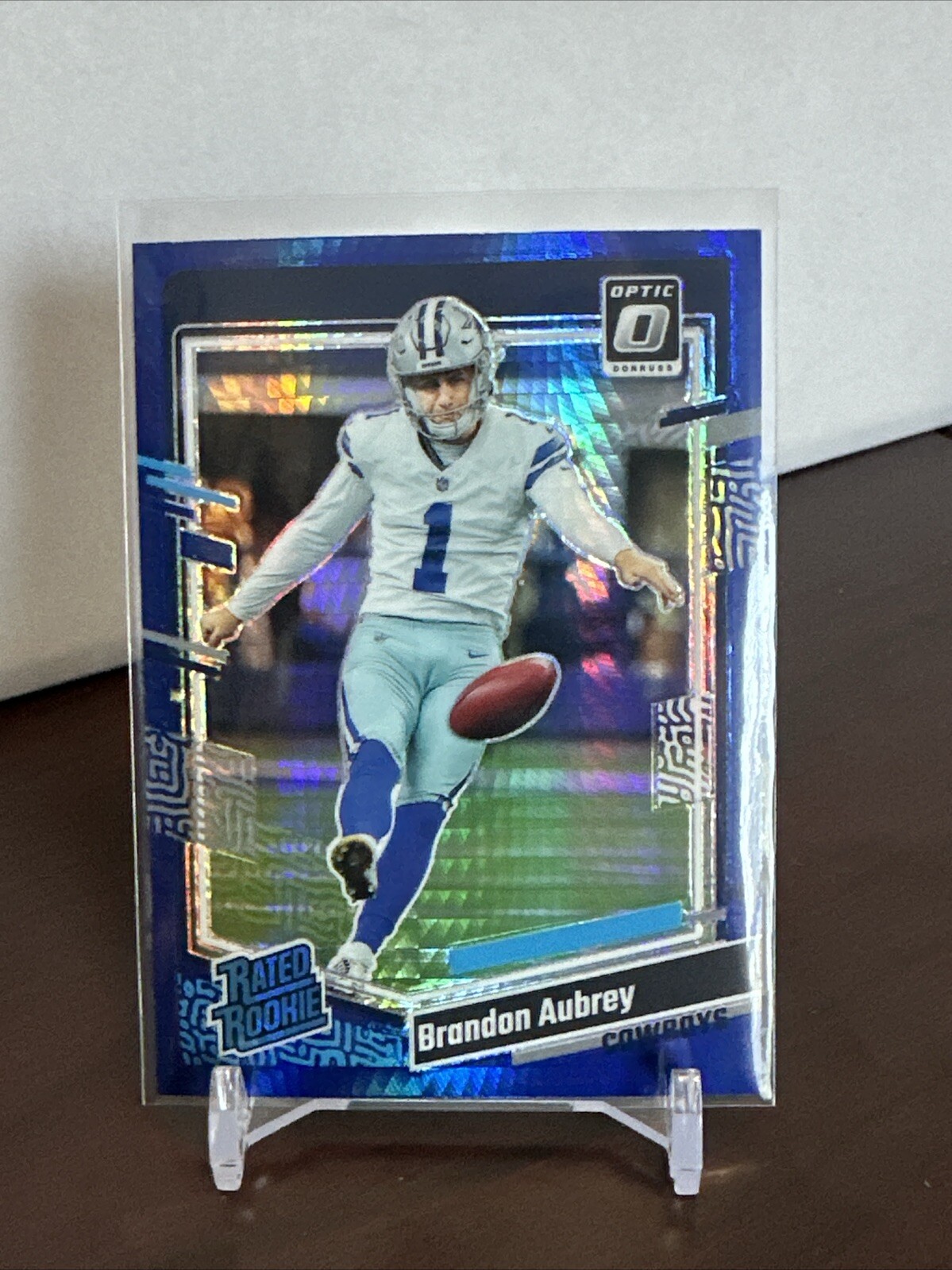 2023 Panini Donruss Optic Rated Rookie Blue Hyper Prizm Brandon Aubrey #226 Mega
