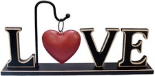 Wood Love Sign Decorative Cut Out Rustic Freestanding Block Letter valentine  s