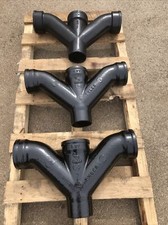 LOT OF 3 6” DBL. COMB. WYE 1/8 BEND SERVICE WEIGHT SV Cast Iron Soil Pipe USA