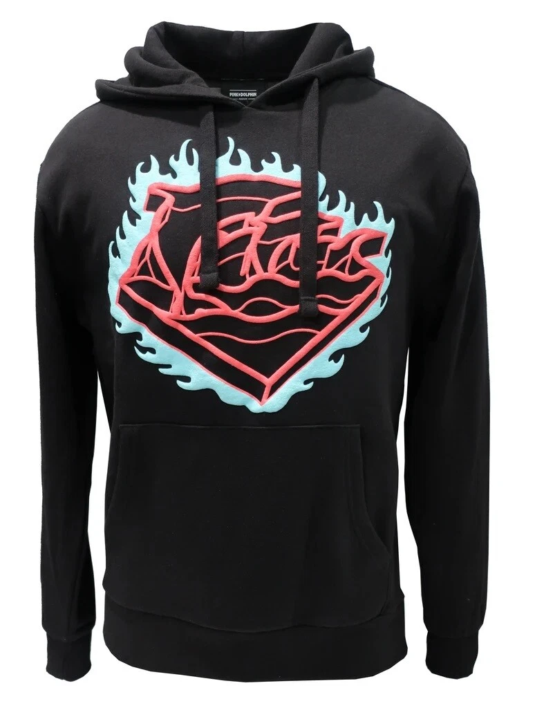 Pink Dolphin Exclusive Slow Burn Men's Black Hooded Sweatshirt Graphic Hoodie