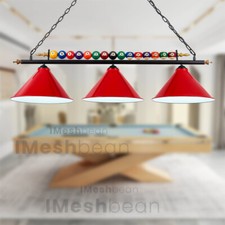 47" Hanging Pool Table Light Billiard Lamp w/15 Real Billiard Ball 3 Metal Shade