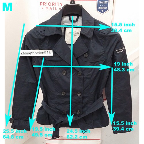 ABERCROMBIE & FITCH GABARDINA CASUAL CHAQUETA AZUL MARINO MUJER TALLA M,L - Imagen 8 de 11