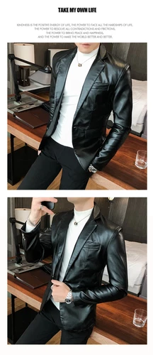 Weiße Herren Anzug Lederjacke / Herren Anzug Blazer Elegant Business Mantel - Bild 24 von 27