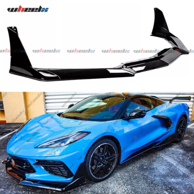 For 2020-25 Corvette C8 Z51 STG 3 Winglet Gloss Black Front Bumper Lip Splitter