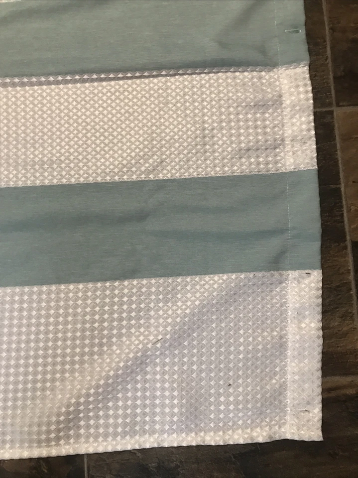 shower curtain green and white striped  - Image 4 of 4