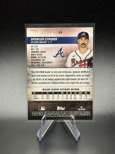 2024 Stadium Club #25 Spencer Strider Red Foil - Picture 2 of 2