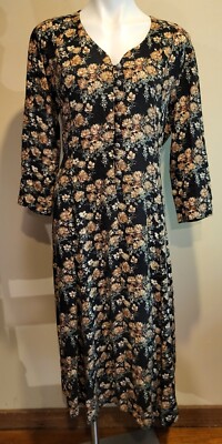 90s Vintage D.B.Y. Floral Prarie Midi Dress Romantic Cottage Grunge