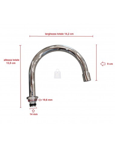 Canna di ricambio da 14 mm per rubinetto a 3 vie cromato depuratore acqua - Foto 1 di 3