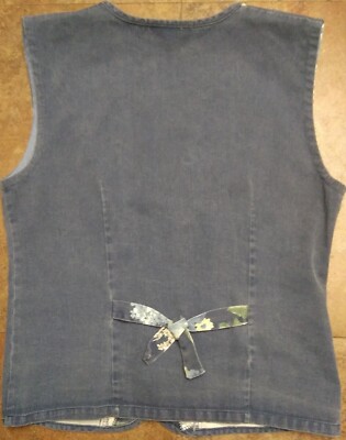 70s-80s France製 cotton vest PRESTIL VTG 80s Paquette Women S Blue Denim Floral Print Button Up