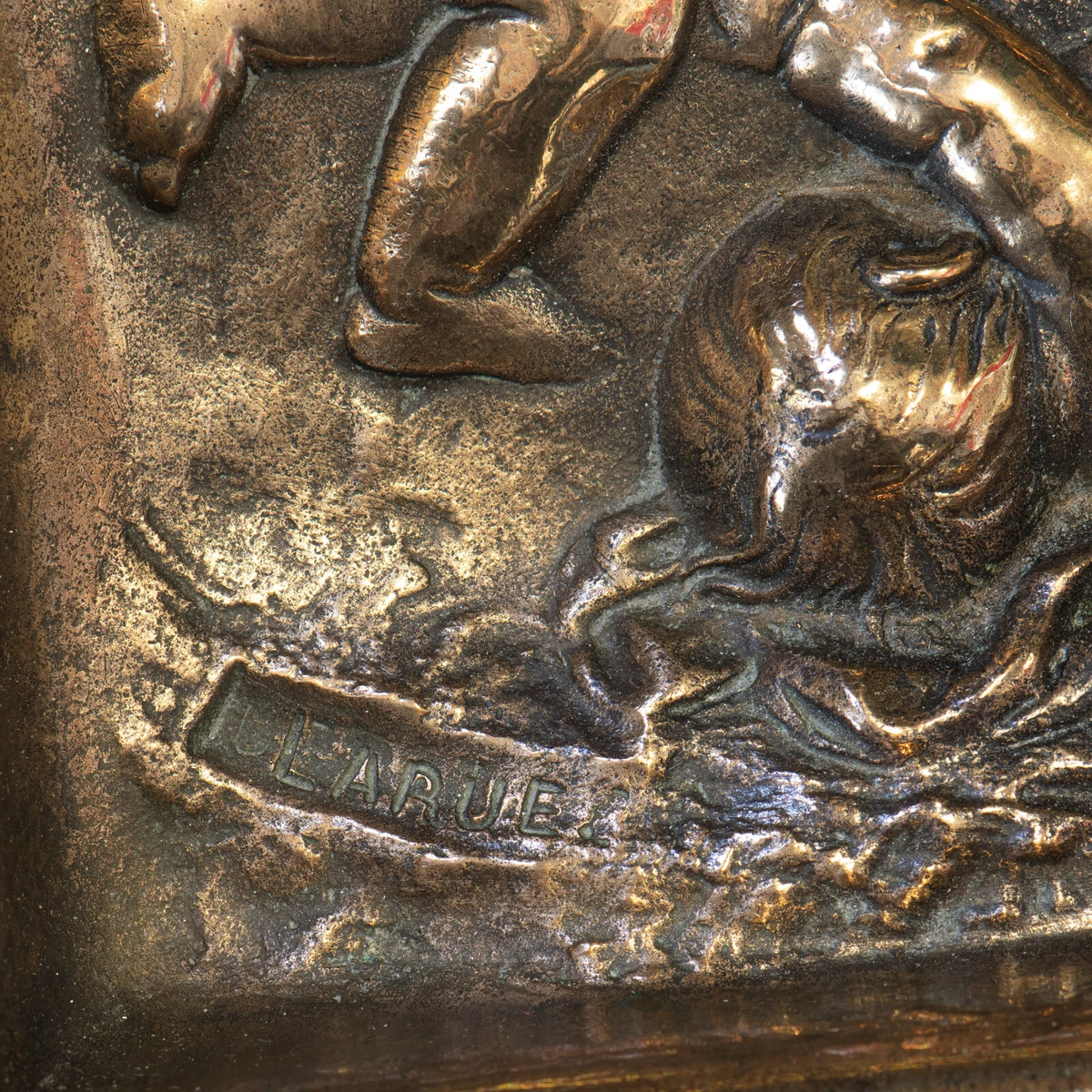46,5 x 30,3 cm - Jean Denis Larue (1815-1893) Bronze Relief Putto Cherub Paris