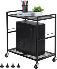 Computer Tower Stand, PC Tower Stand Metal Mobile CPU Holder Stand Cart with Cas