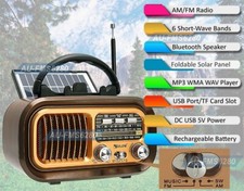 3-In-1 Retro Radio Wireless Speaker MP3 Playback Solar DC 5V Battery Powered