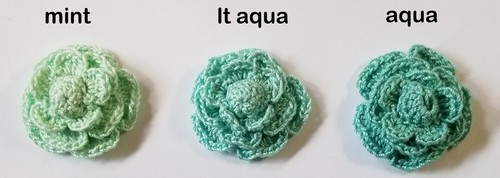 6 Crochet Shades of Green Roses Flower Applique Embellishment 14 Colors - Picture 6 of 18