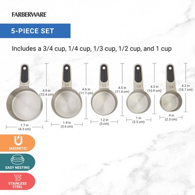 Farberware Professional Set of 5 Stainless Steel Measuring Cups Precision and...