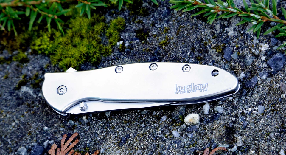 1660 Kershaw Leek Knife silver plain Blade New Flag Logo Blem assisted opener - Image 3 of 3