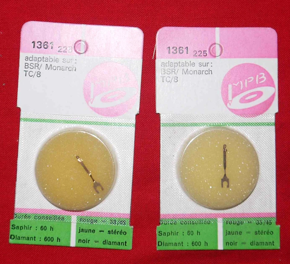 Lot de 2 x saphirs compatibles neufs BSR TC/8 Lot of 2 x NOS generic needles - Photo 1/1