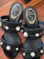 Rene Caovilla pearl-embellished black sandals