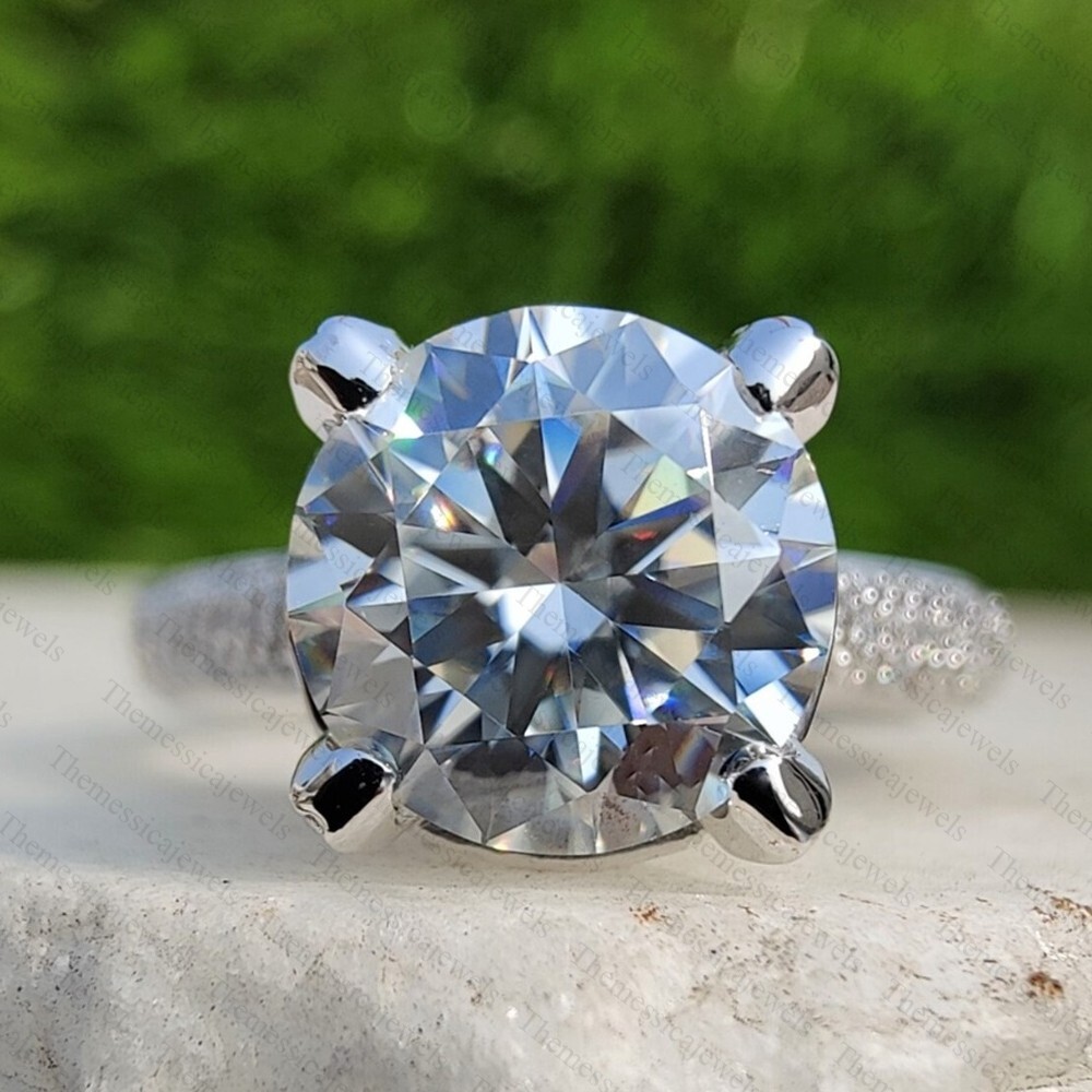 Bague De Fiançailles/mariage En Or Blanc 14k Avec Moissanite 2,45 Carats - Taille 6.5 US