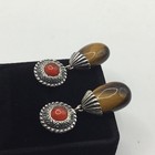 Carolyn Pollack Sterling Silver Tigers Eye Red Garnet Drop Dangle Earrings — photo 3