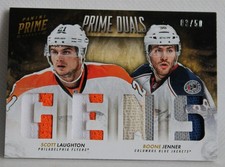 Scott Laughton - Boone Jenner - 2013-14 Panini Prime Duals S/N-3/50 Dual Patch