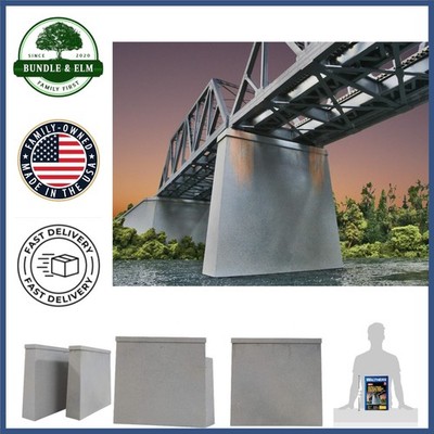 HO Scale Double-Track Railroad Bridge Concrete Piers 2-Pack for Model Trains