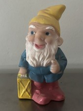 Vtg Garden Flower Pot Gnome with Lantern Hard Plastic Germany 4.75” Free Ship