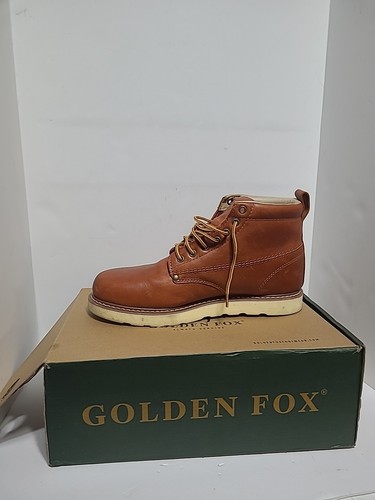 Golden Fox Work Boots 6.5" Men's Plain Toe Wedge Comfortable Boot US 11 Brown - Picture 1 of 13