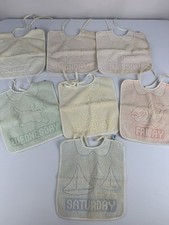 Vintage Austria 7 Day Baby Bib Set Indanthren 100% Cotton Terry Days of Week