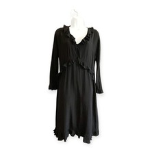 Gucci Tom Ford 90s Black Silk Ruffle Dress Zamasport Made Italy Archival