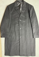 Chaps Coat Mens 48L Black Wool Blend Overcoat Topcoat Classic Long Formal Lined