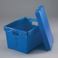 Postal Mail Tote With Lid Corrugated Plastic Blue 18-1/2x13-1/4x12 Lot of 10