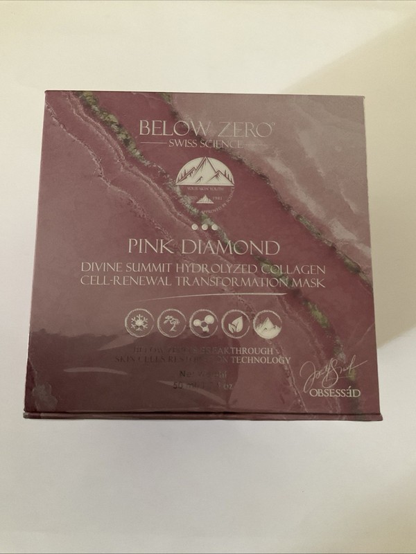 Below Zero Pink Diamond Hydrolyzed Collagen Cell-Renewal Mask 1.7 fl oz Face NIB