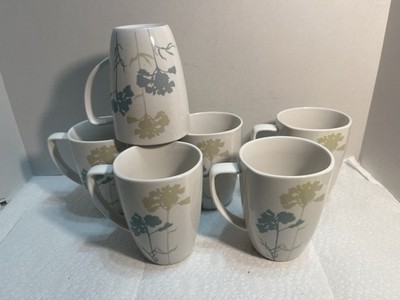 6 Corelle Corning Paper Shadows Coffee Mugs, Made In USA, 2712