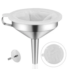 Lakatay 5-Inch Food Grade Stainless Steel Kitchen Funnel with 200 Mesh Food F...