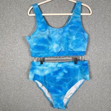 Women Plus Size Bikini Set 2XL Textured Tie Dye High Rise 2 Pc Swimsuit Beach