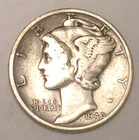 1940 D Mercury Winged Head Dime 10 Cents Silver Coin VF+