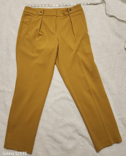 Anne Klein Womens 12 Pants Mustard Yellow Ponte Knit Stretch Career Trousers Wor