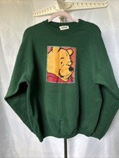 Winnie The Pooh Disney Cartoon Sweatshirt - Large Green Cotton