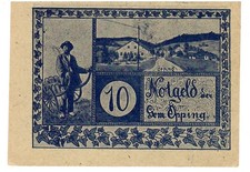 Uncirculated 10 HELLER 1920 City of OPPING Upper AUSTRIA Notgeld Banknote