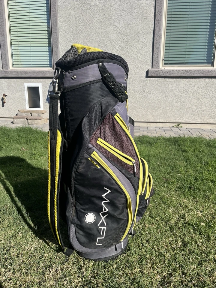 Bolsa de carro de golf Maxfli 4.0 serie U bolsillo refrigerador de 14 vías negra, gris y amarilla usada Foto 4 de 4