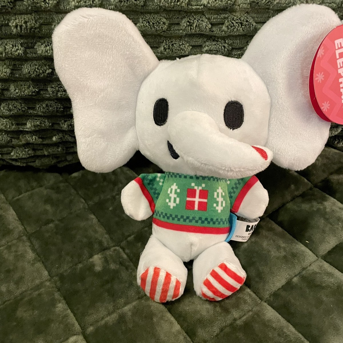 NWT Bark Box Dog Toy Dwight White Elephant Plush Med Large Squeak