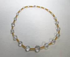 Art Deco Crystal Yellow Citrine Graduating Beads 14K GF Necklace 18"