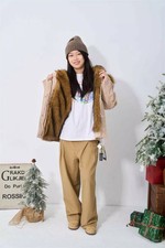 Cappotto Cachi Lungo Con Cappuccio E Interno In Pelliccia Morbida CF57091