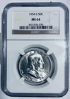 1954-S Benjamin Franklin Half Dollar Coin NGC MS64 90% Silver   ##030