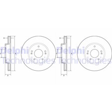 2X DELPHI BREMSSCHEIBEN 280mm BELÜFTET VORNE PASSEND FÜR HYUNDAI IONIQ KIA NIRO
