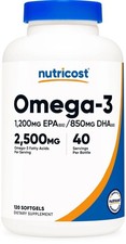 Nutricost Omega 3 Fish Oil - 2500MG, 120 Softgels 40 Serv - 3x Strength