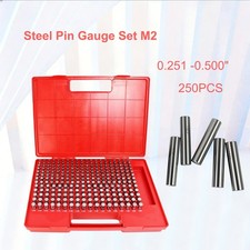 250 Pc M2 .251-0.500 Steel Plug Pin Gage Set Minus Plus Pin Gauges Metal Gage